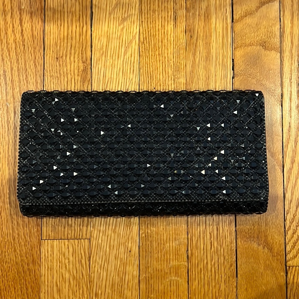 ALDO Gorgeous Black Rhinestone Clutch With Chain